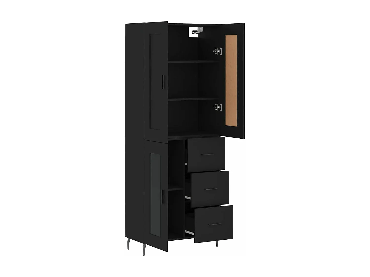 Armário alto 69,5x34x180 cm derivados de madeira preto
