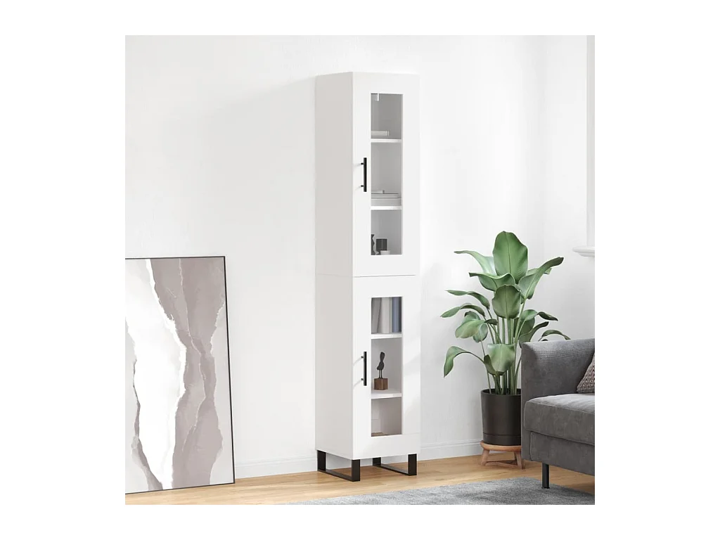 Buffet haut Blanc 34,5x34x180 cm Bois d'ingénierie