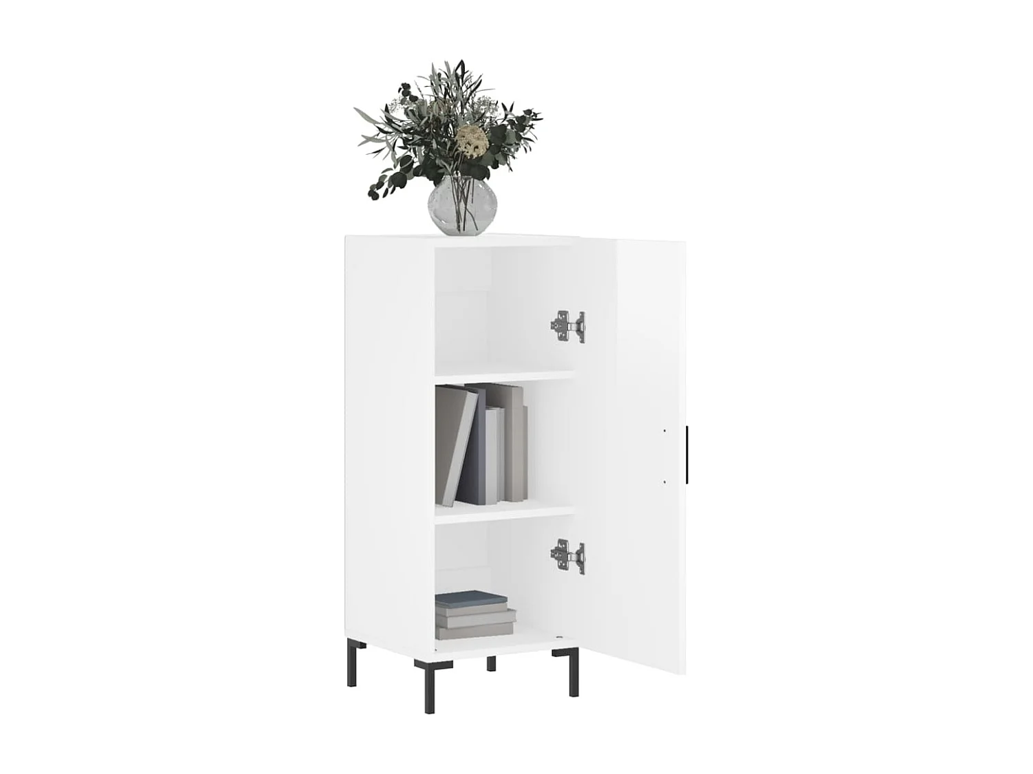 Buffet Blanc brillant 34,5x34x90 cm Bois d'ingénierie