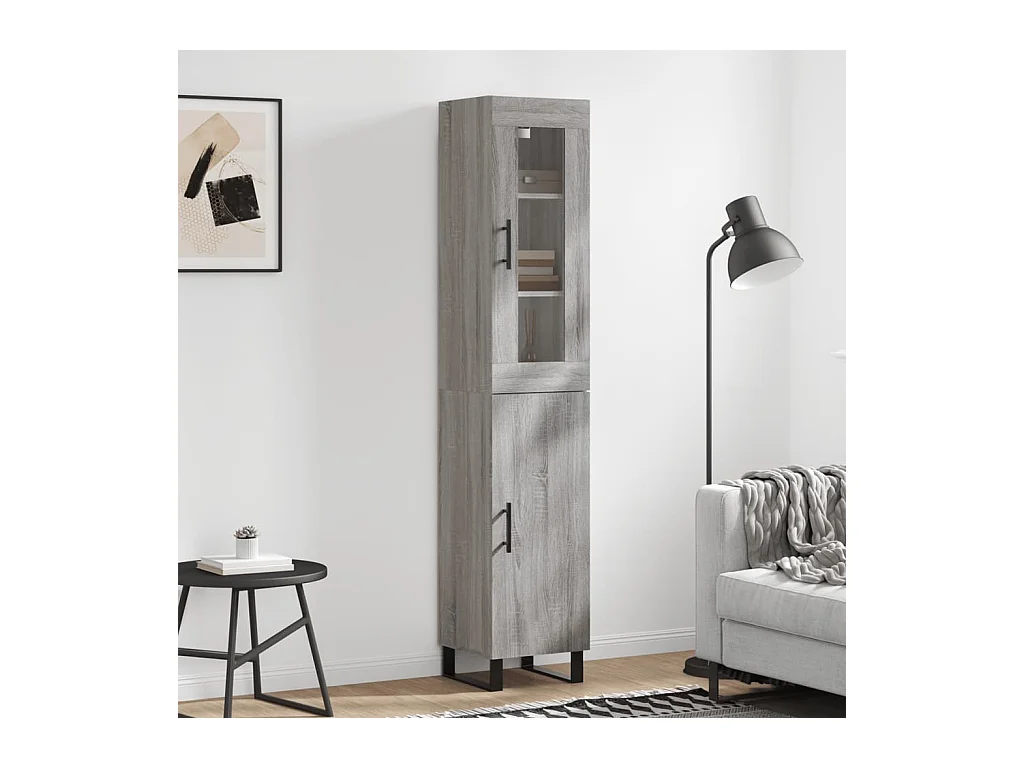Buffet haut Sonoma gris 34,5x34x180 cm Bois d'ingénierie