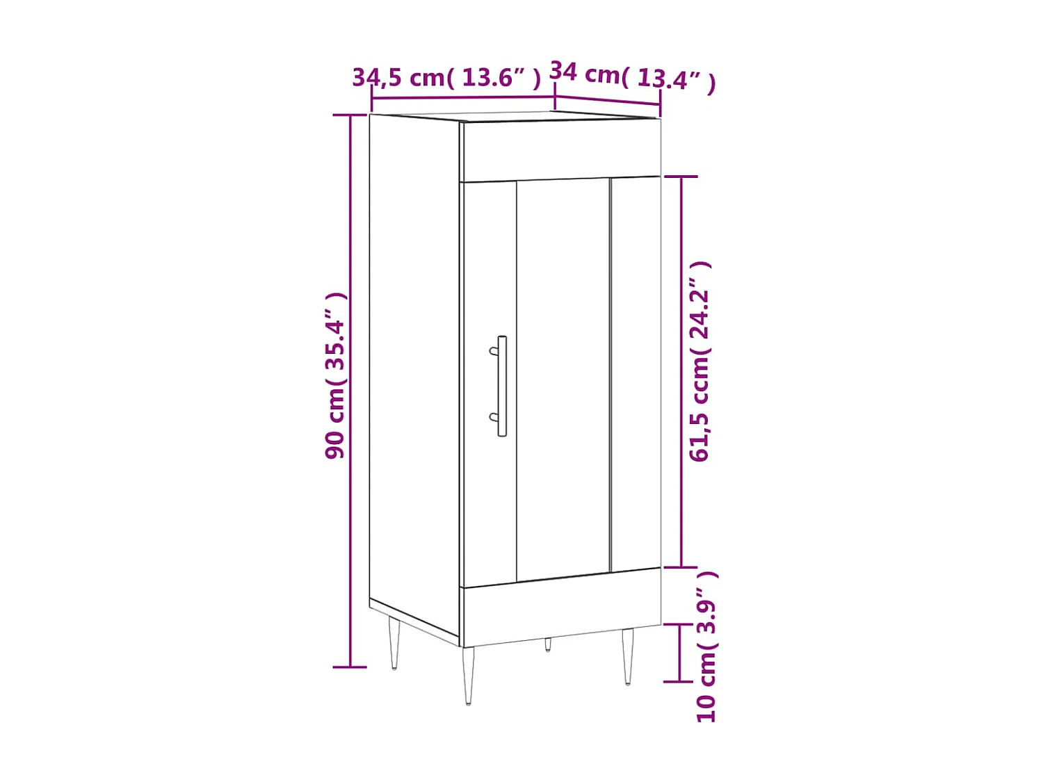 Buffet blanc 34,5x34x90 cm bois d'ingénierie