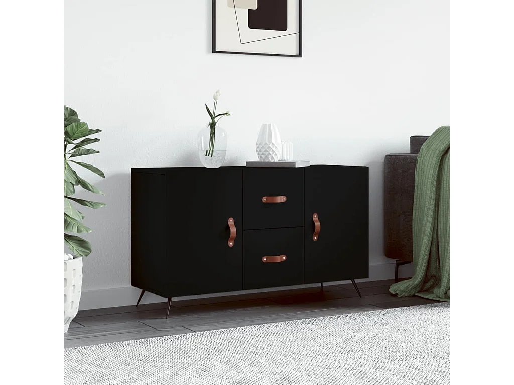 Buffet noir 100x36x60 cm bois d'ingénierie