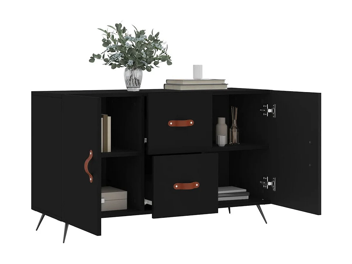 Buffet noir 100x36x60 cm bois d'ingénierie