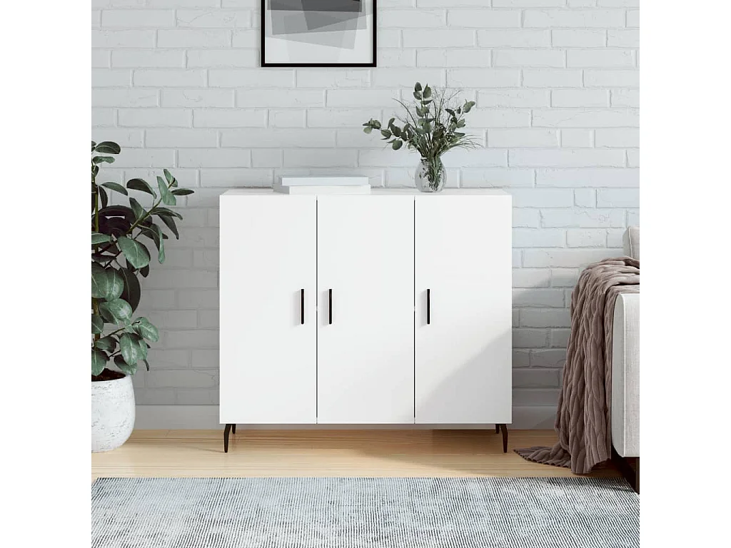 Buffet blanc 90x34x80 cm bois d'ingénierie