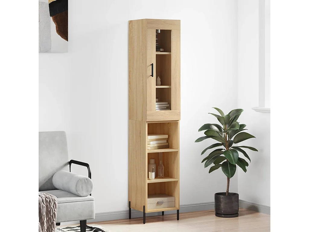 Aparador de madera contrachapada roble Sonoma 34,5x34x180 cm