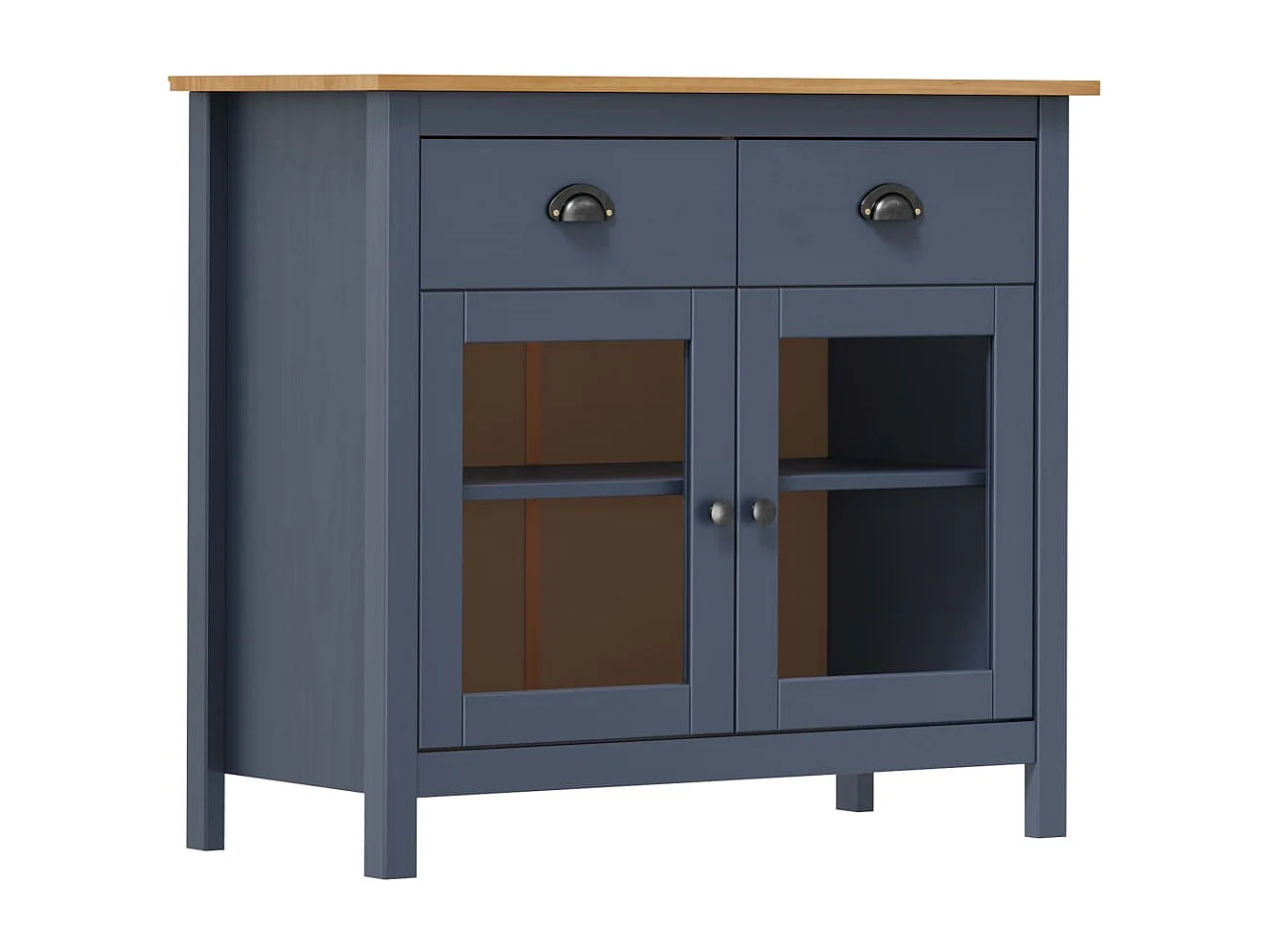 Buffet Hill Gris 90x40x80 cm Bois de pin solide