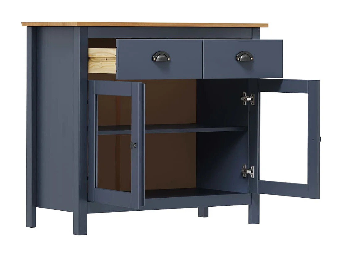 Buffet Hill Gris 90x40x80 cm Bois de pin solide