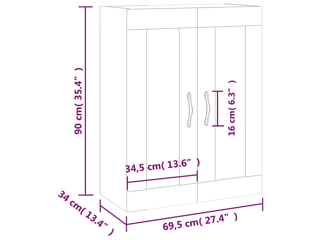 Wandschrank Weiß 69,5x34x90 cm