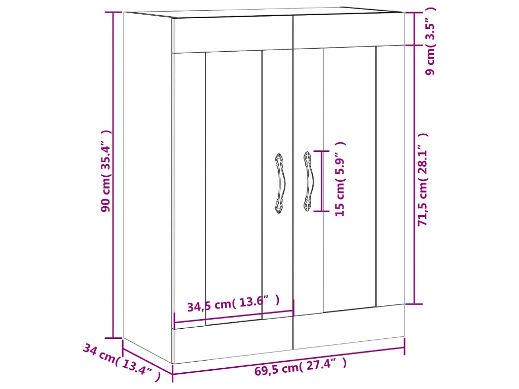 Armoire murale sonoma gris 69,5x34x90 cm bois d'ingénierie
