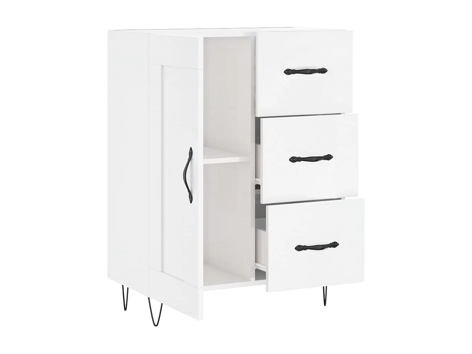 Buffet Blanc brillant 69,5x34x90 cm Bois d'ingénierie