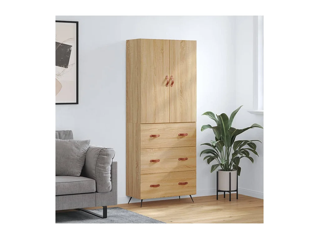 Highboard Sonoma-Eiche 69,5x34x180 cm Holzwerkstoff