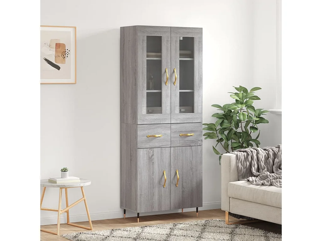 Buffet haut Sonoma gris 69,5x34x180 cm Bois d'ingénierie