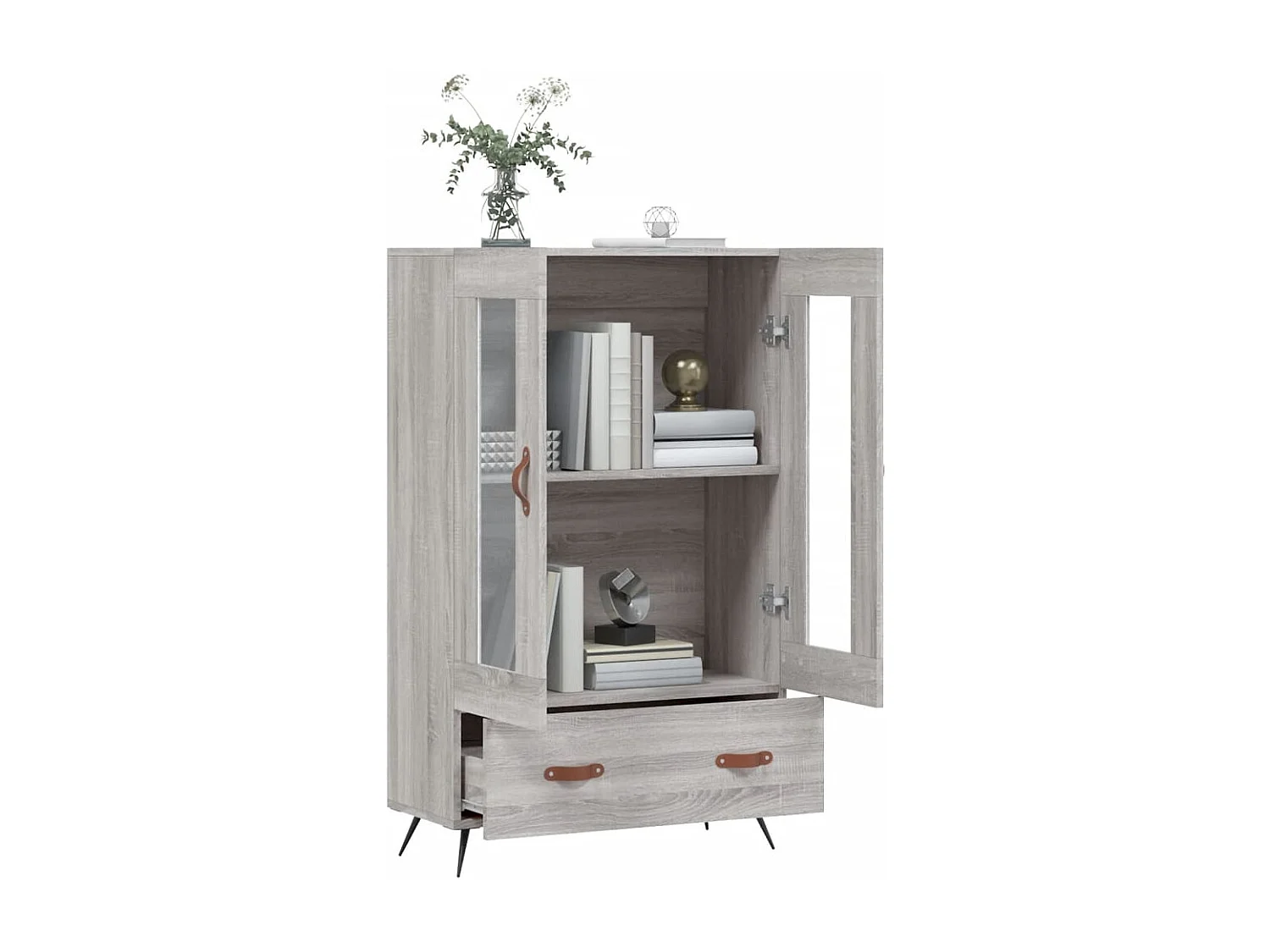 Buffet haut sonoma gris 69,5x31x115 cm bois d'ingénierie