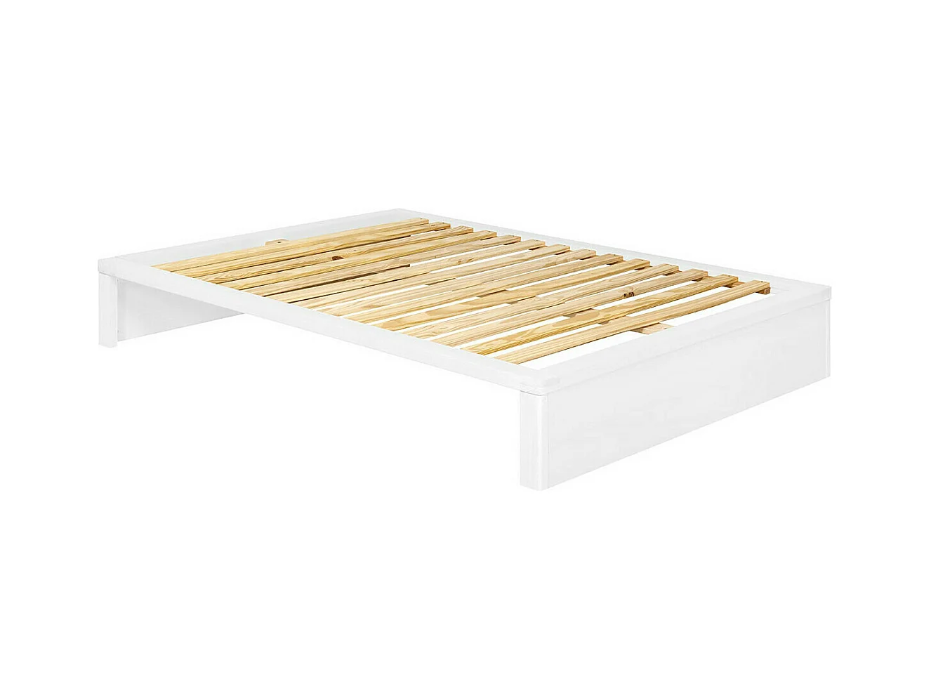 Pack lit avec tiroir et matelas 160x200 cm bois massif blanc et hêtre GASTON