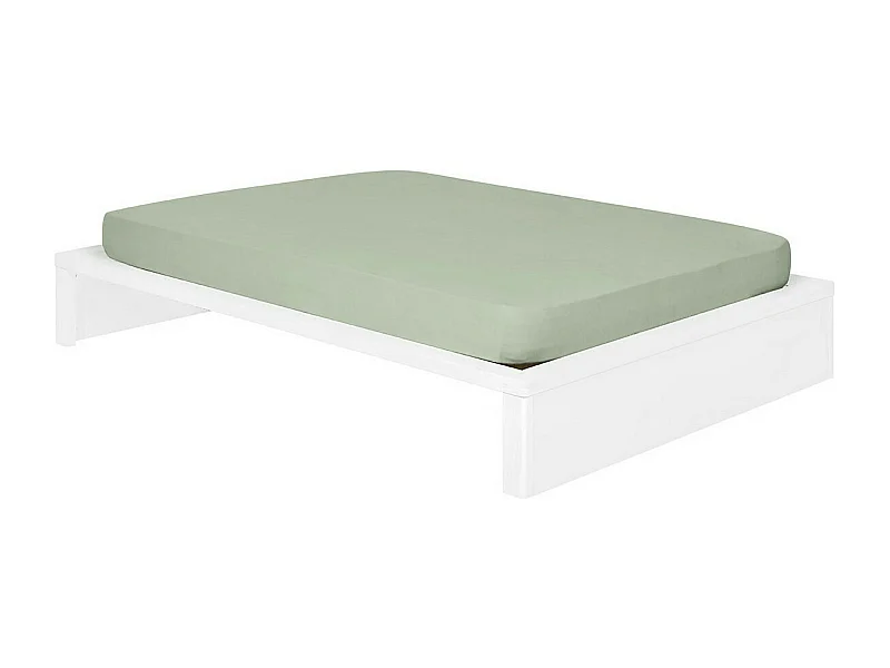 Pack lit avec matelas 160x200 cm bois massif blanc GASTON