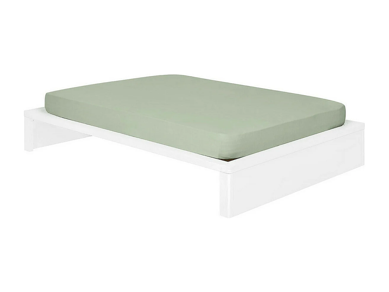 Pack lit avec matelas 160x200 cm bois massif blanc GASTON