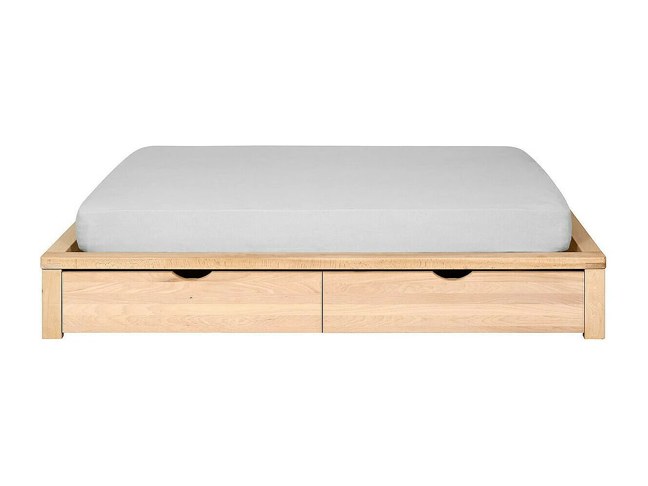 Pack lit avec 2 tiroirs et matelas 160x200 cm bois massif hêtre GASTON