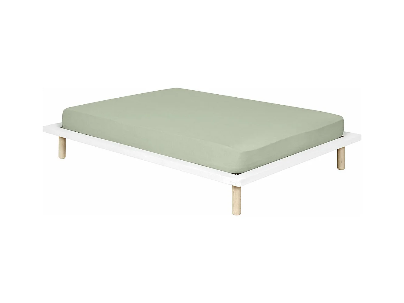 Pack lit avec matelas 160x200 cm bois massif blanc MAKI