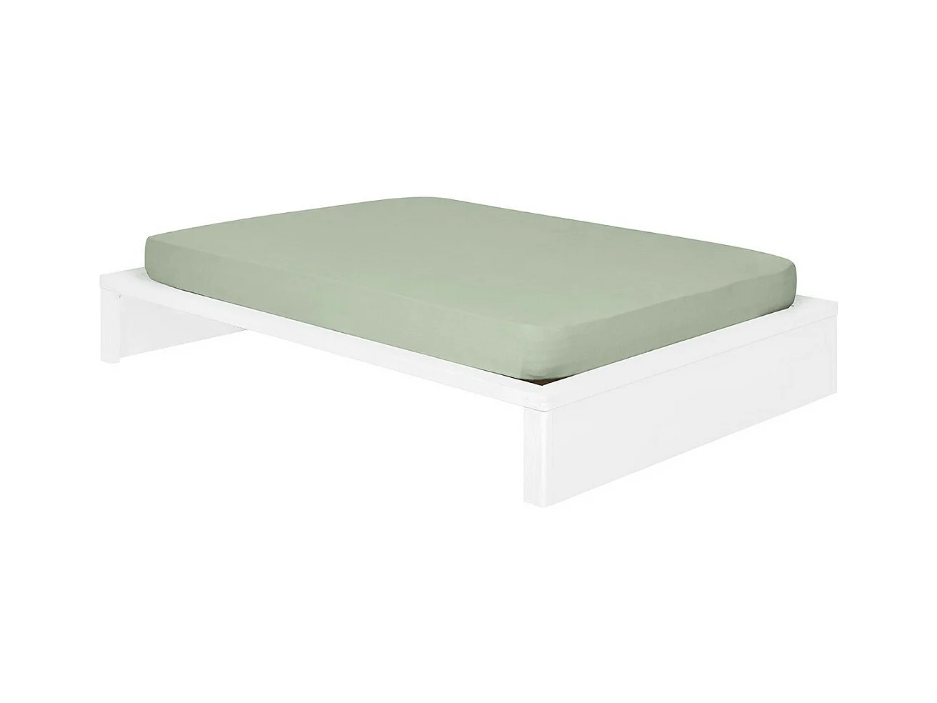 Lit 2 places 160x200 cm bois massif blanc GASTON