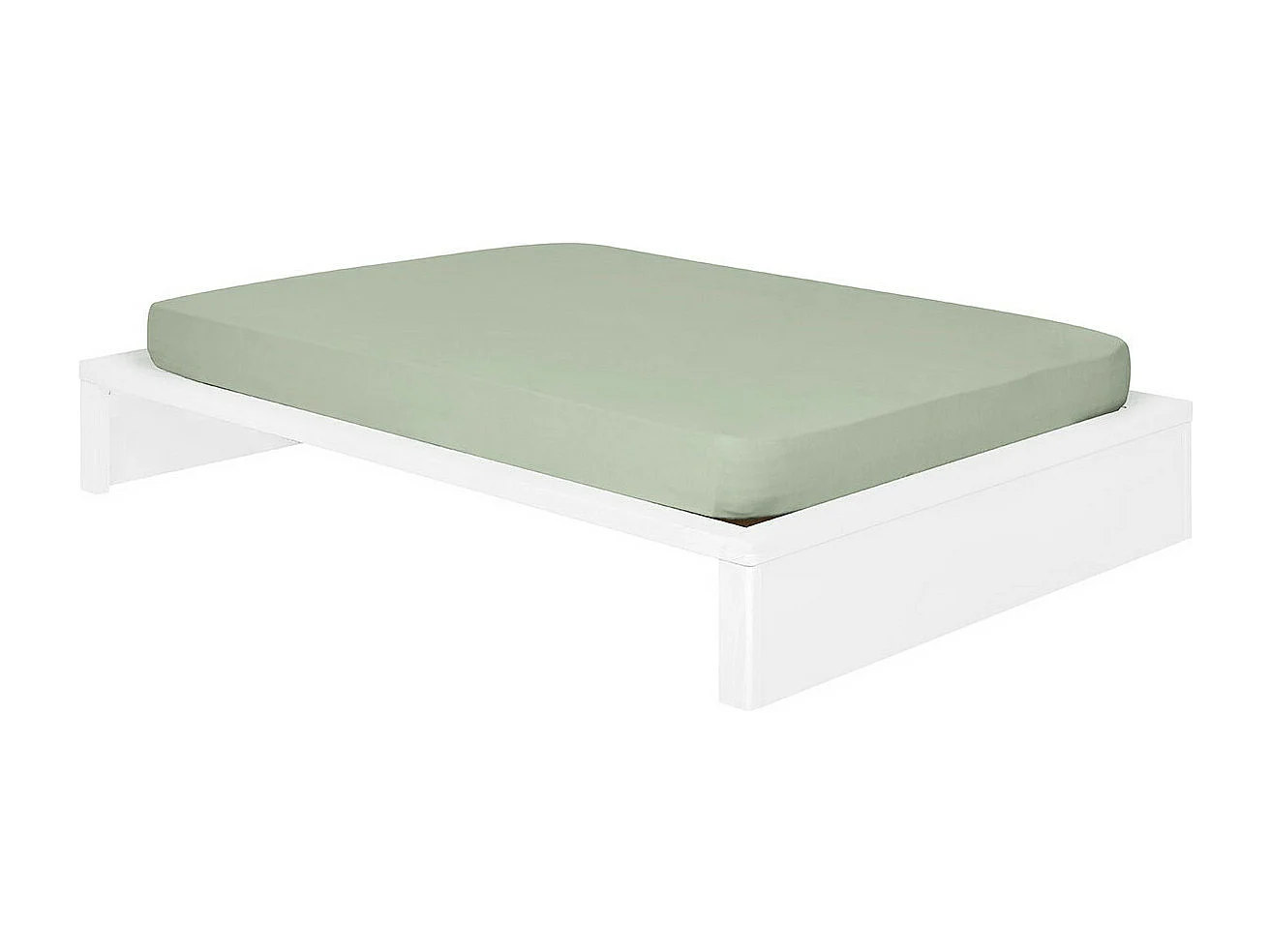 Lit 2 places 160x200 cm bois massif blanc GASTON