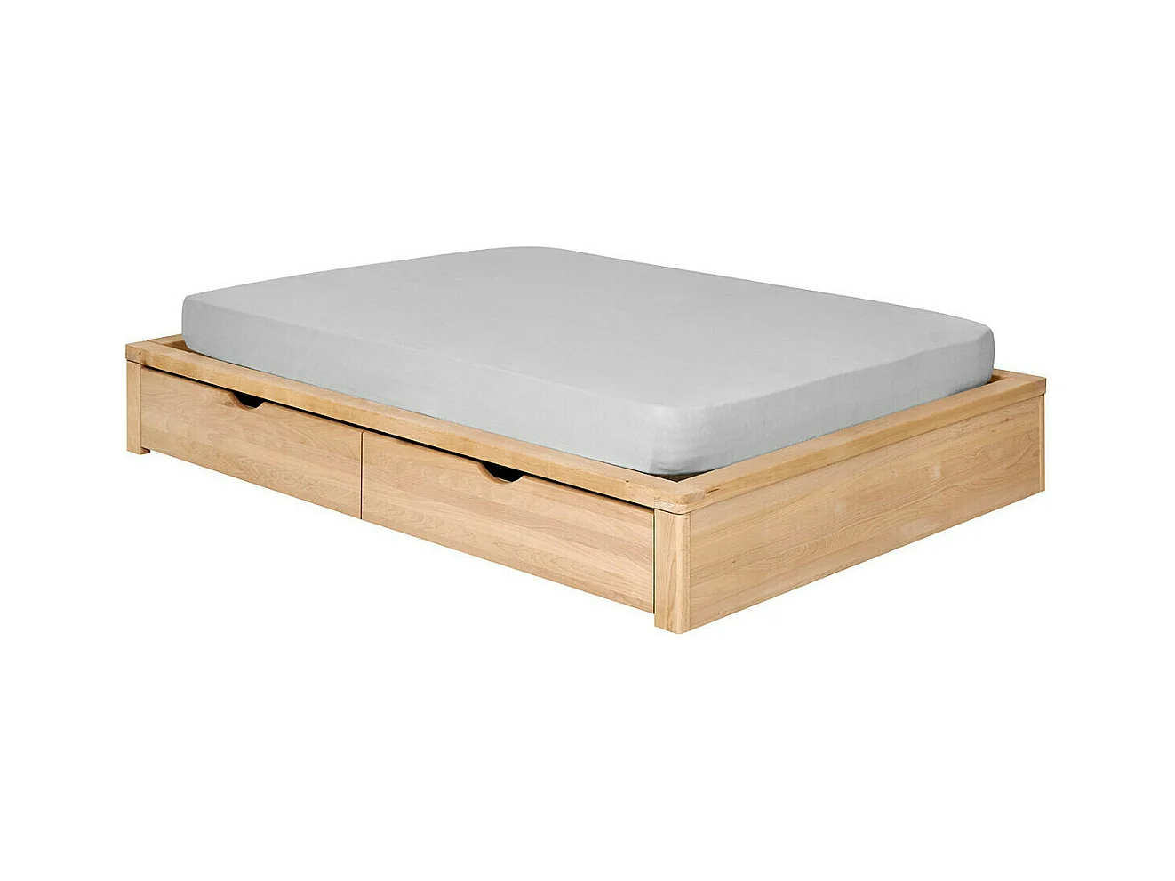 Pack lit avec 2 tiroirs et matelas 120x200 cm bois massif hêtre GASTON