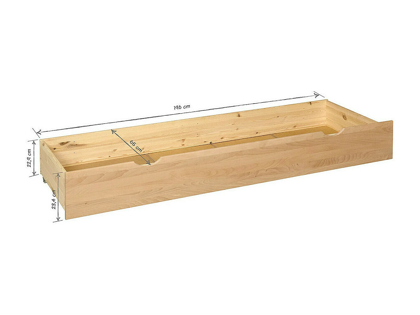 Pack lit avec tiroir 160x200 cm bois massif hêtre GASTON