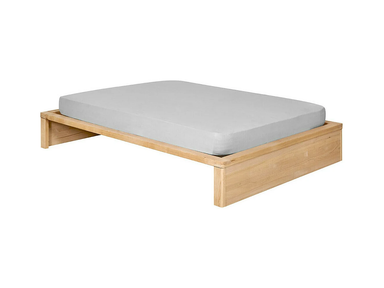 Pack lit avec matelas 160x200 cm bois massif hêtre GASTON