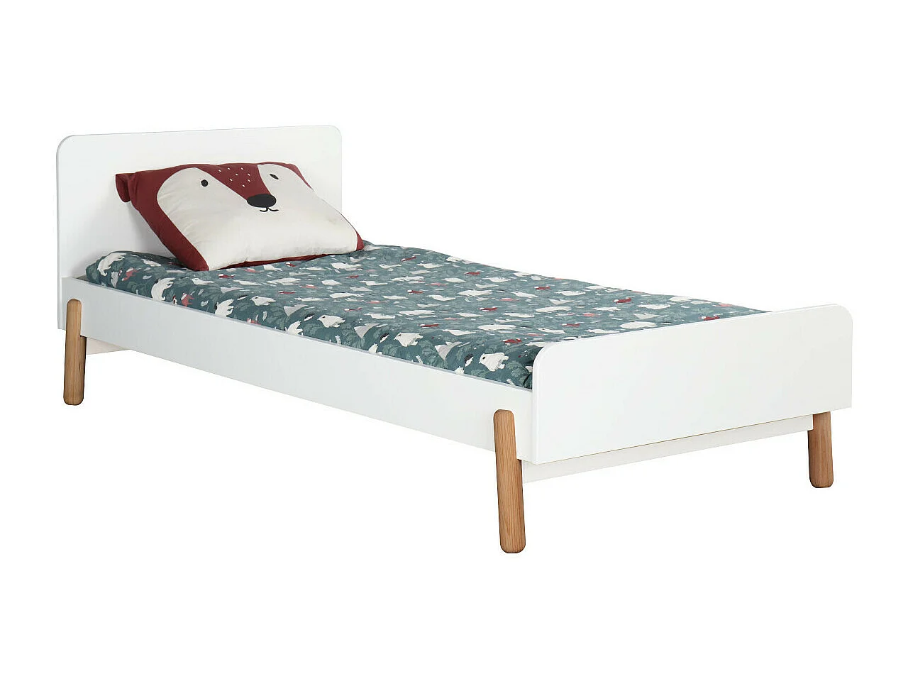 Lit enfant 90x190 cm panneaux de fibres blanc et bois GABBY