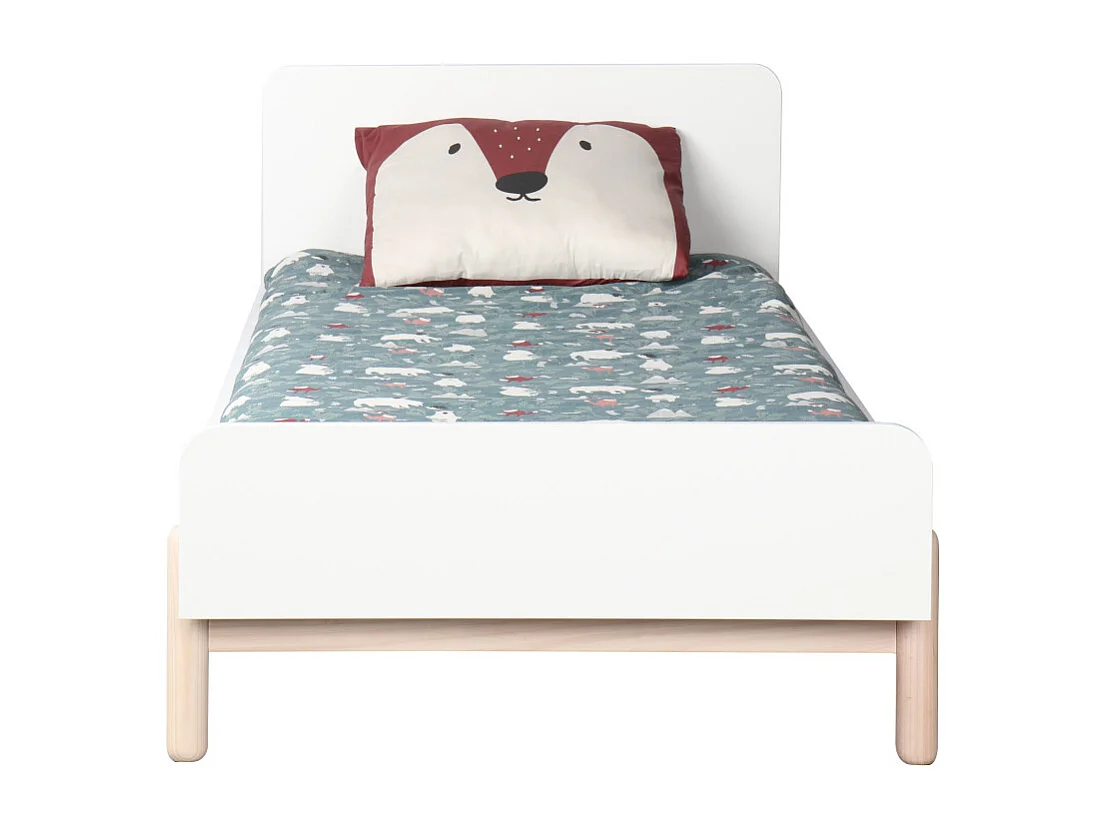 Lit enfant 90x190 cm panneaux de fibres blanc et bois GABBY