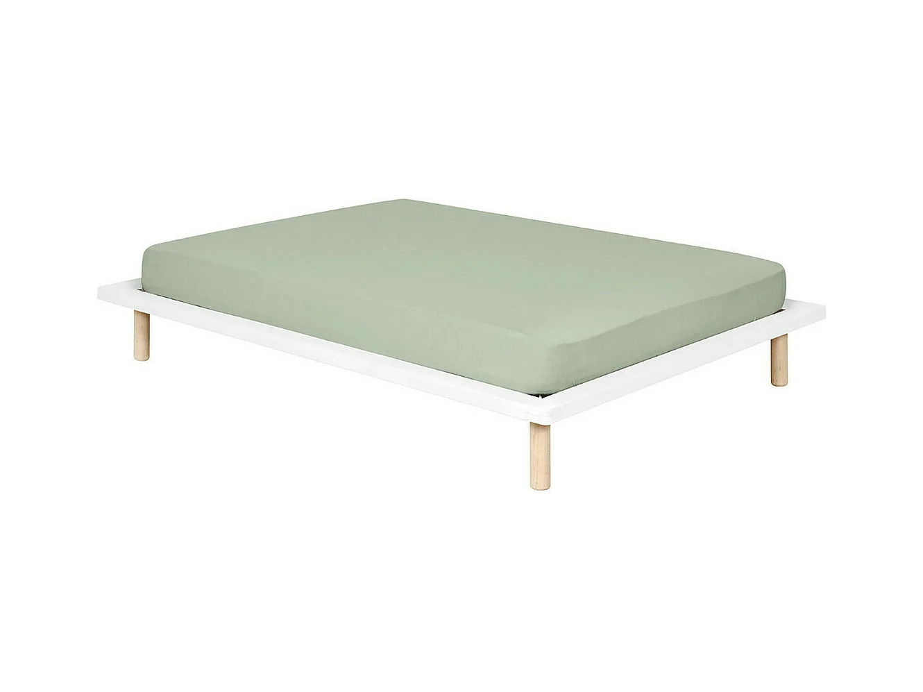 Lit 2 places 120x200 cm bois massif blanc MAKI