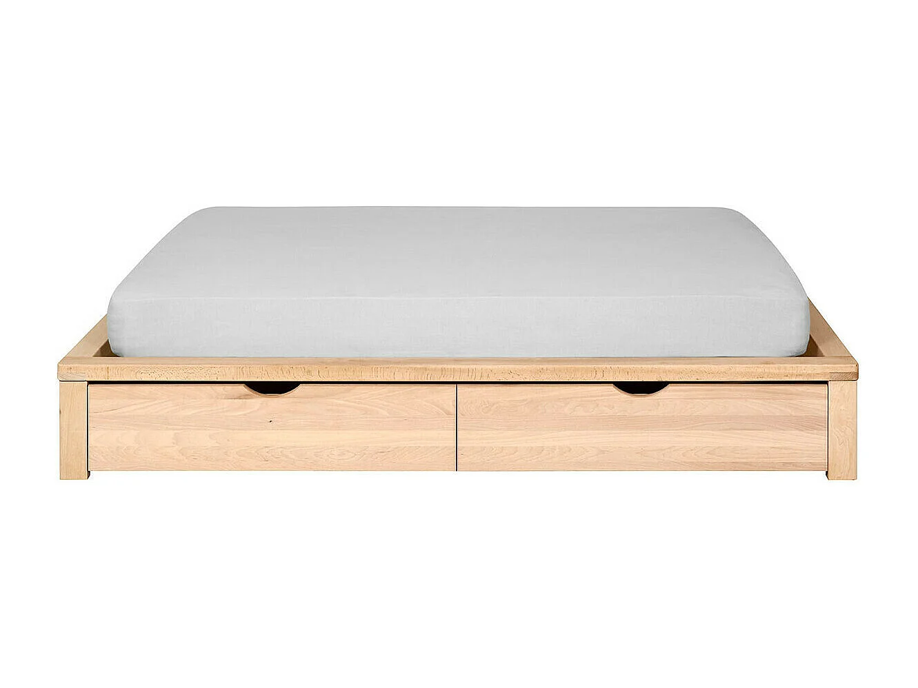 Pack lit avec 2 tiroirs et matelas 140x200 cm bois massif hêtre GASTON