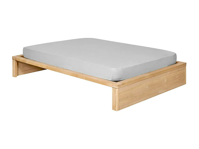 Pack lit avec matelas 140x200 cm bois massif hêtre GASTON