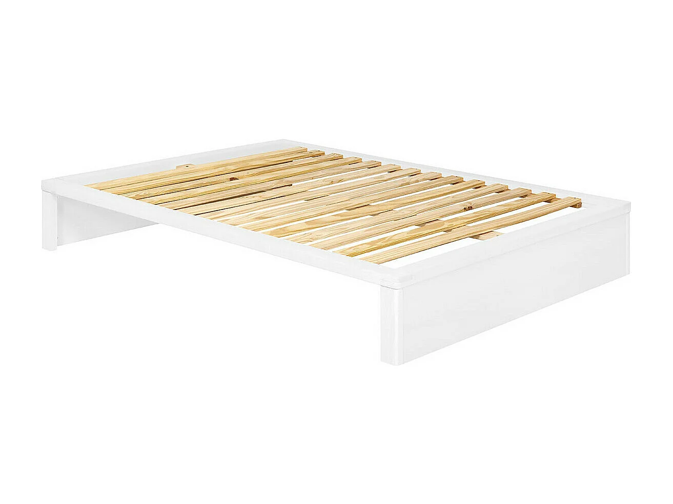 Pack lit avec 2 tiroirs et matelas 140x200 cm bois massif blanc et hêtre GASTON