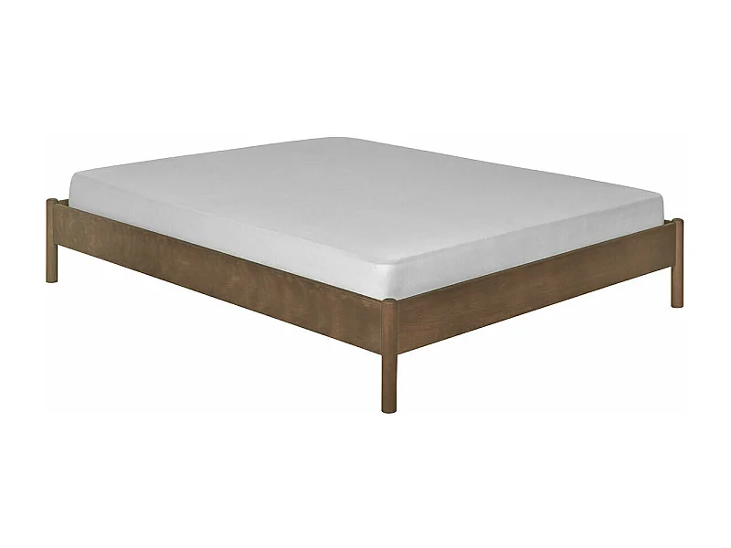 Pack lit avec matelas 140x190 cm bois massif noyer ZENA
