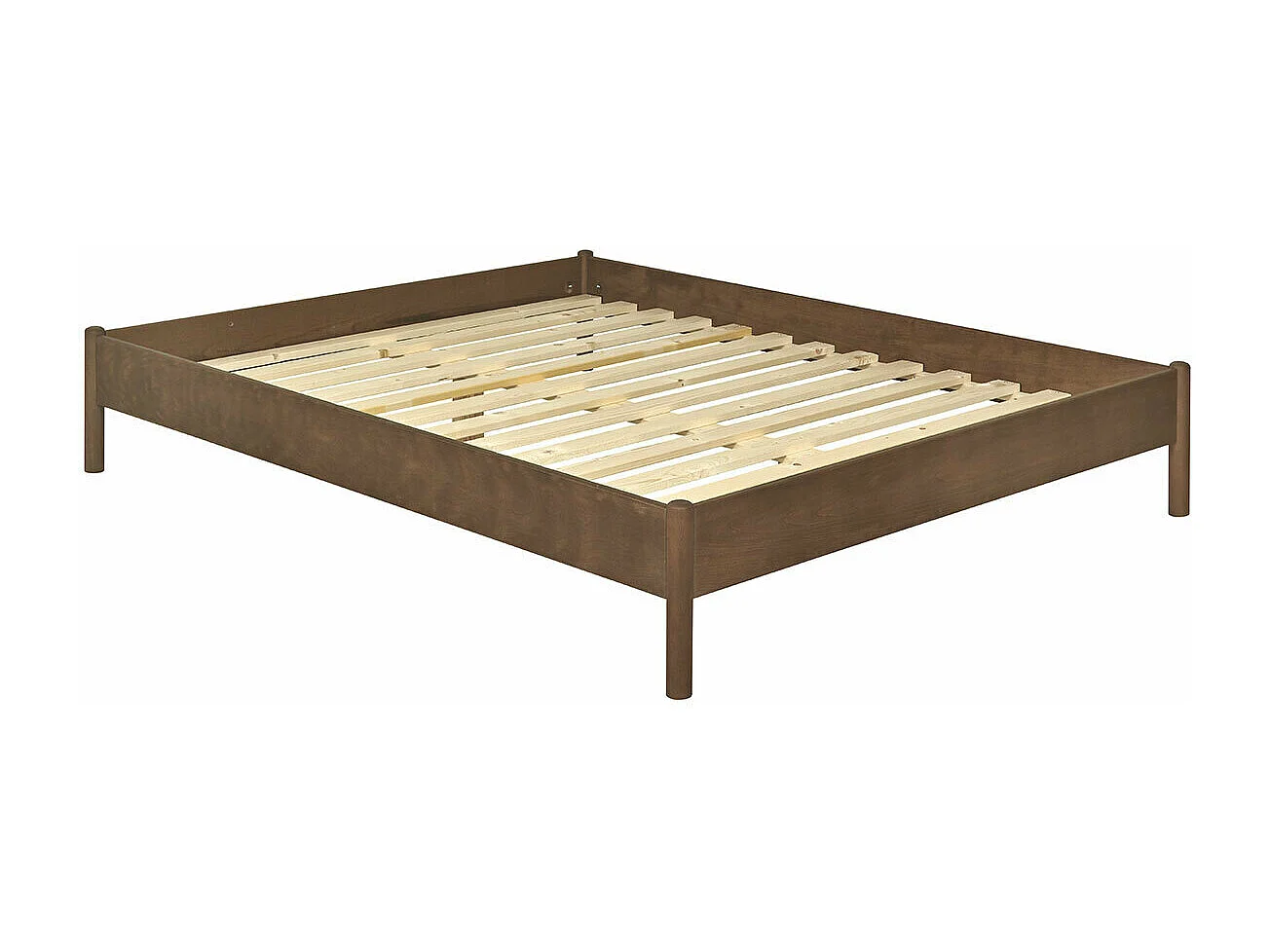 Pack lit avec matelas 140x190 cm bois massif noyer ZENA