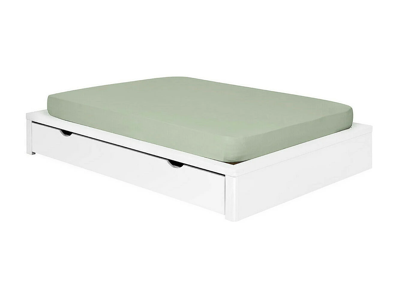 Pack lit avec tiroir 140x200 cm bois massif blanc GASTON