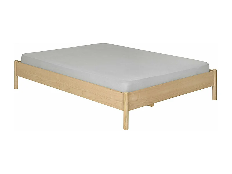 Pack lit avec matelas 140x190 cm bois massif hêtre ZENA