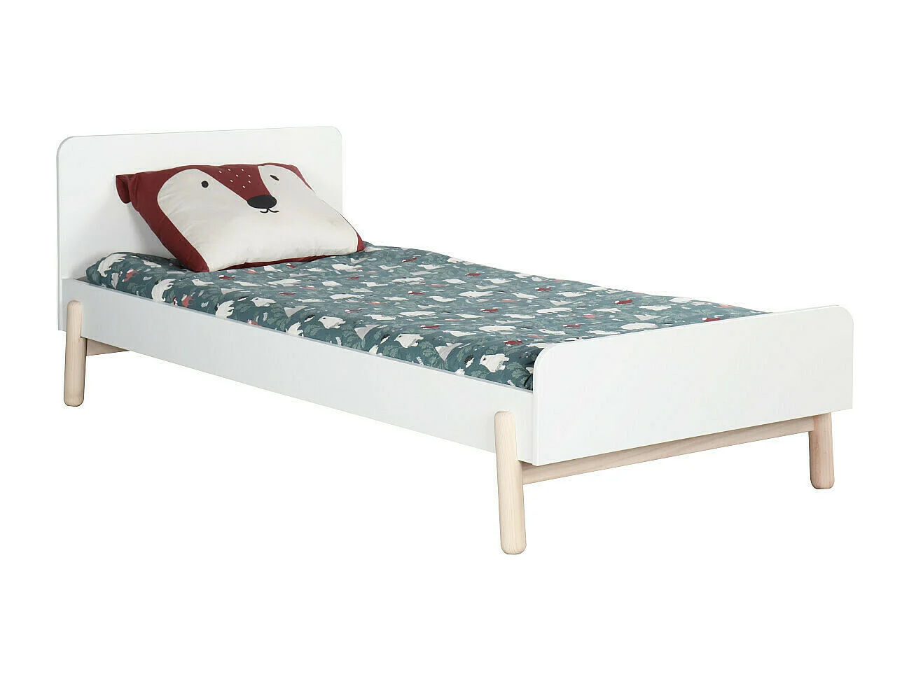 Pack lit avec matelas 90x190 cm bois massif blanc GABBY