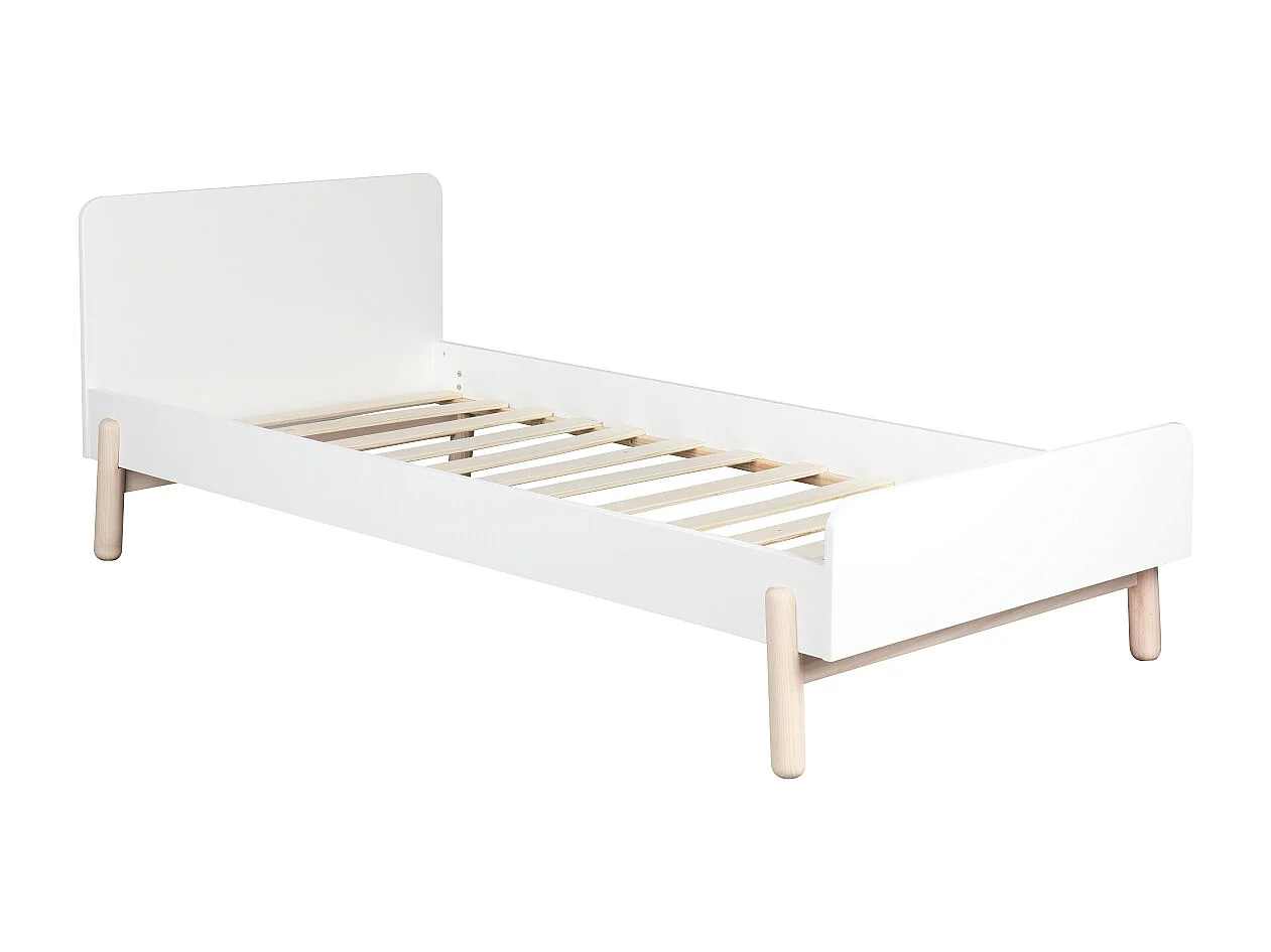 Pack lit avec matelas 90x190 cm bois massif blanc GABBY