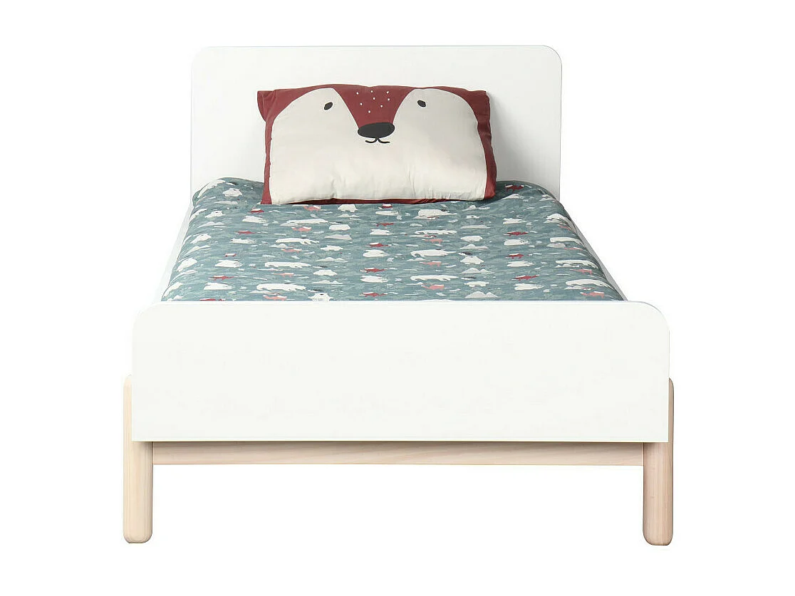 Pack lit avec matelas 90x190 cm bois massif blanc GABBY