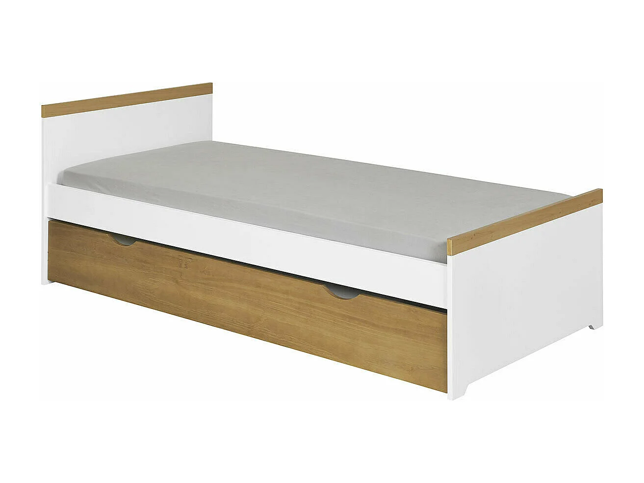Lit enfant avec sommier gigogne 90x190 cm panneaux de fibres blanc NAIS