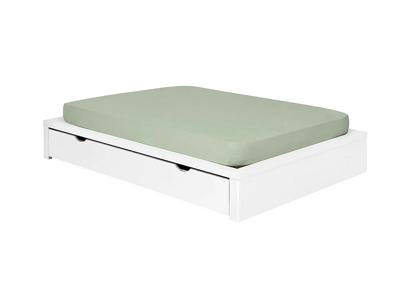 Pack lit avec tiroir 160x200 cm bois massif blanc GASTON