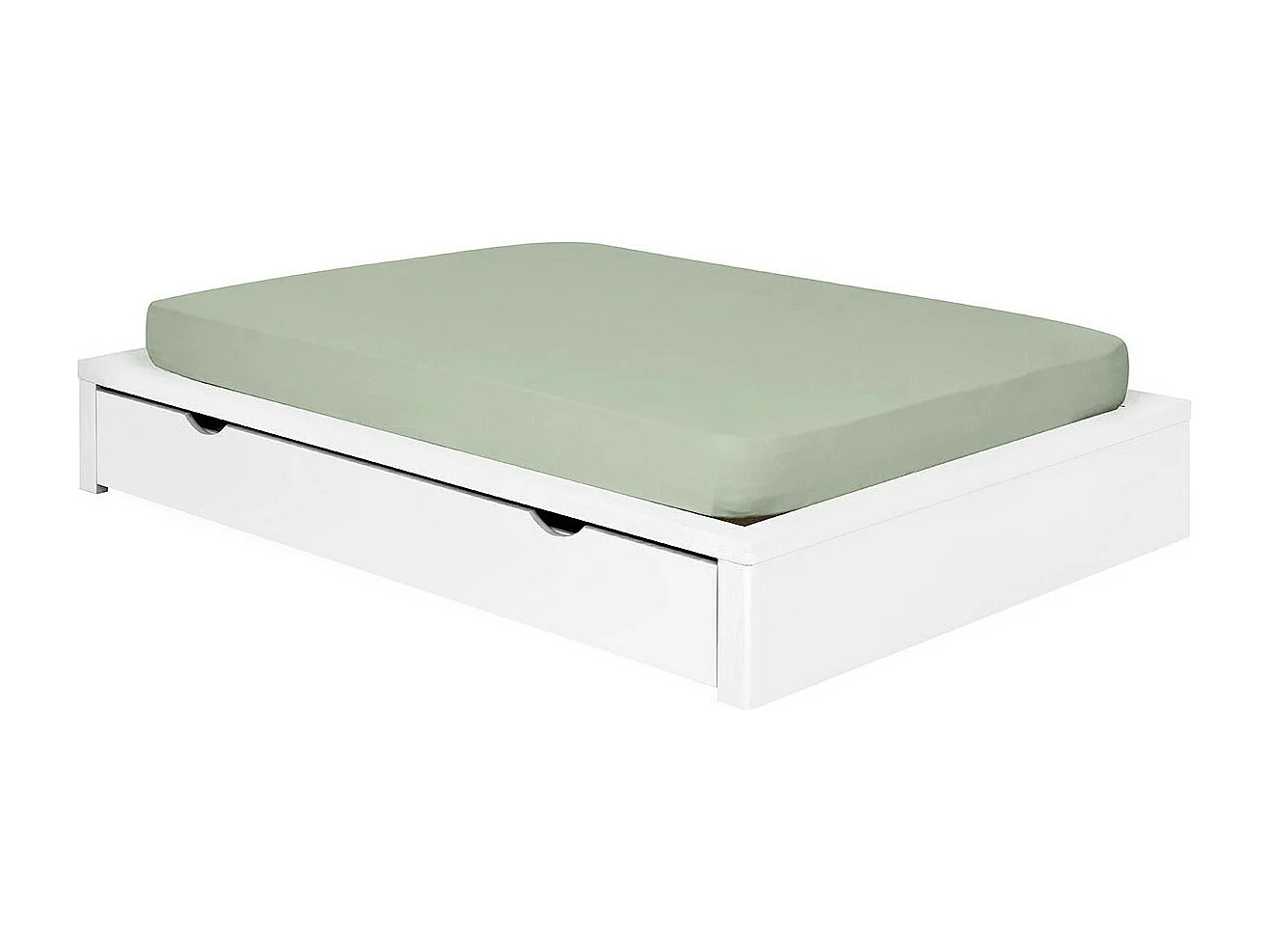 Pack lit avec tiroir 160x200 cm bois massif blanc GASTON