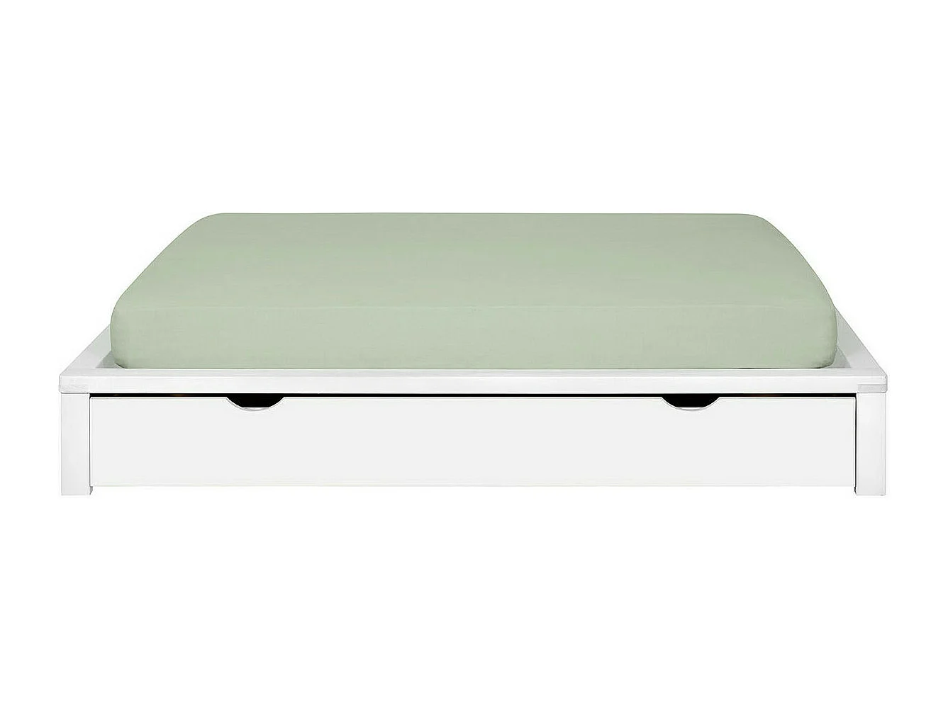 Pack lit avec tiroir 160x200 cm bois massif blanc GASTON