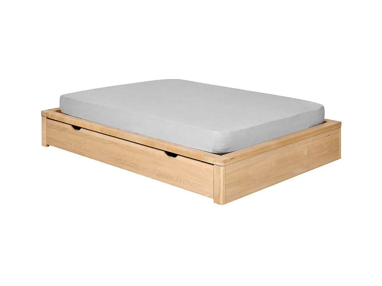 Pack lit avec tiroir et matelas 160x200 cm bois massif hêtre GASTON