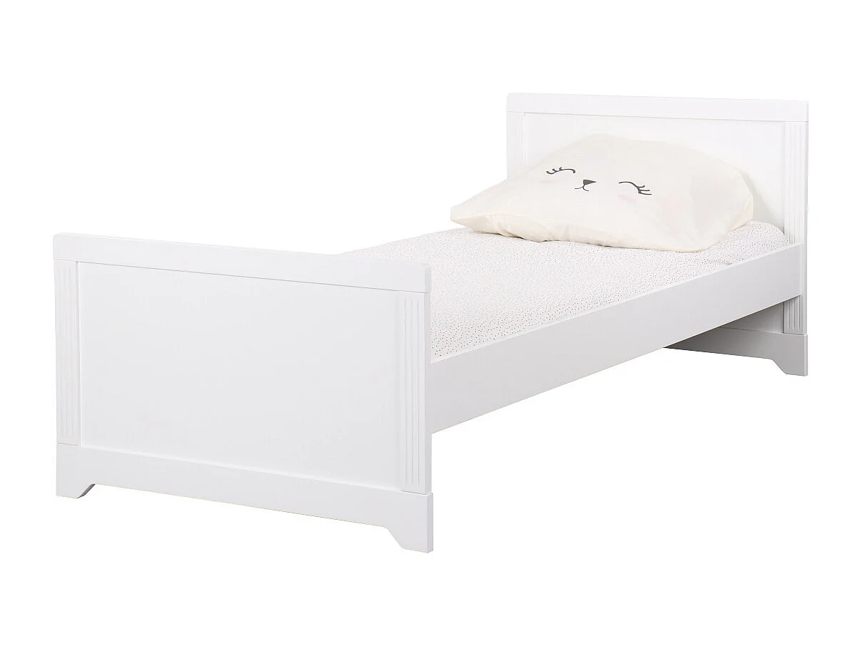 Lit enfant 90x190 cm bois massif blanc MONA