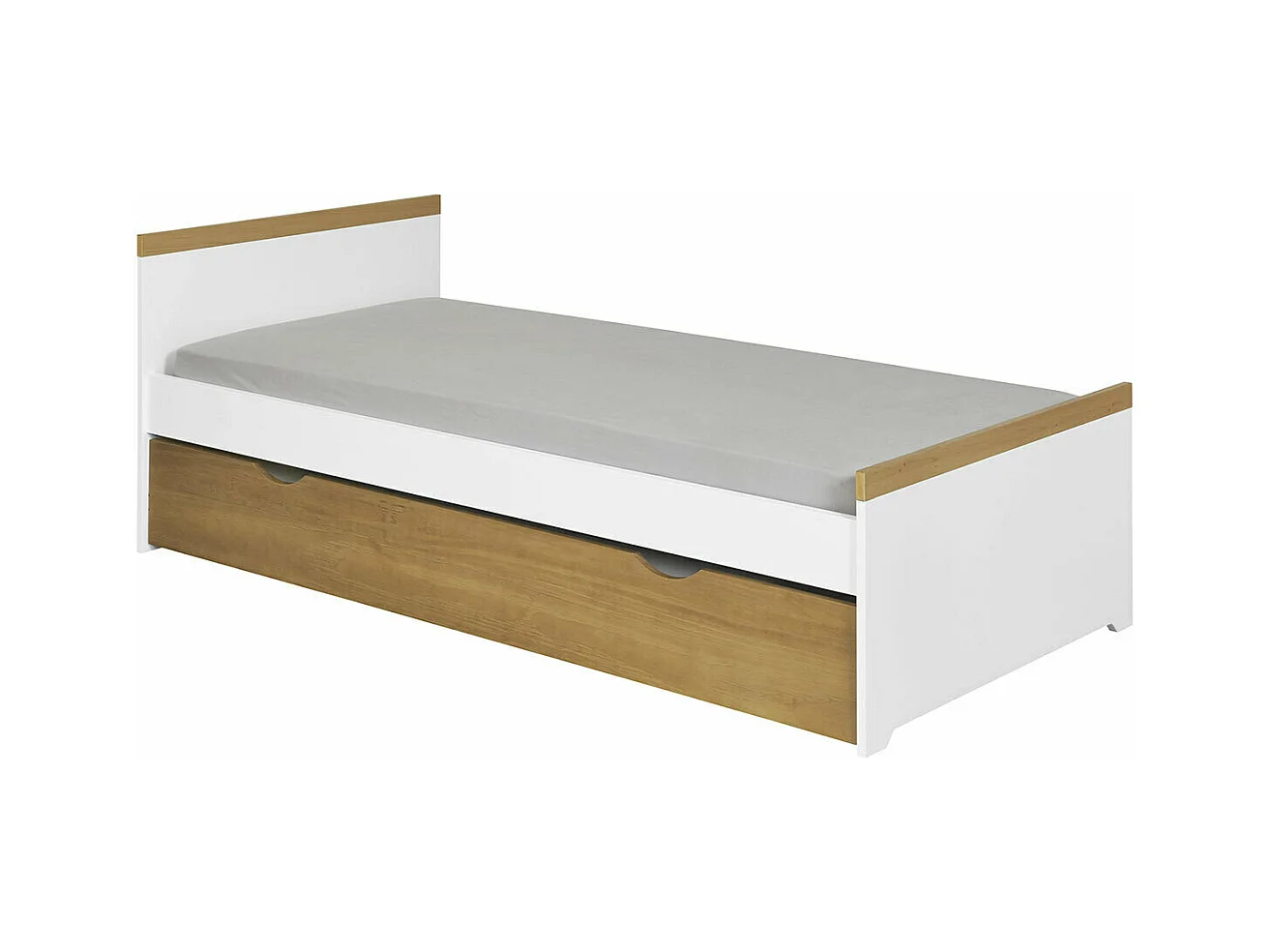 Lit enfant avec sommier gigogne et matelas 90x190 cm panneaux de fibres blanc NAIS