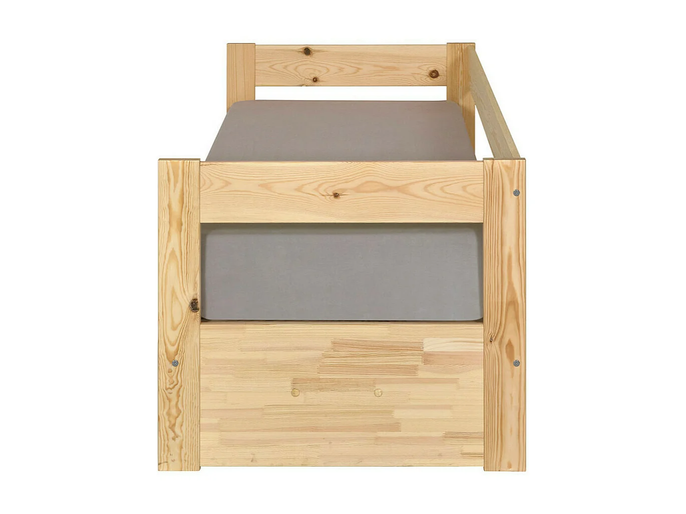 Pack lit banquette gigogne avec tiroir et matelas 80x200 cm bois massif bois RAVI