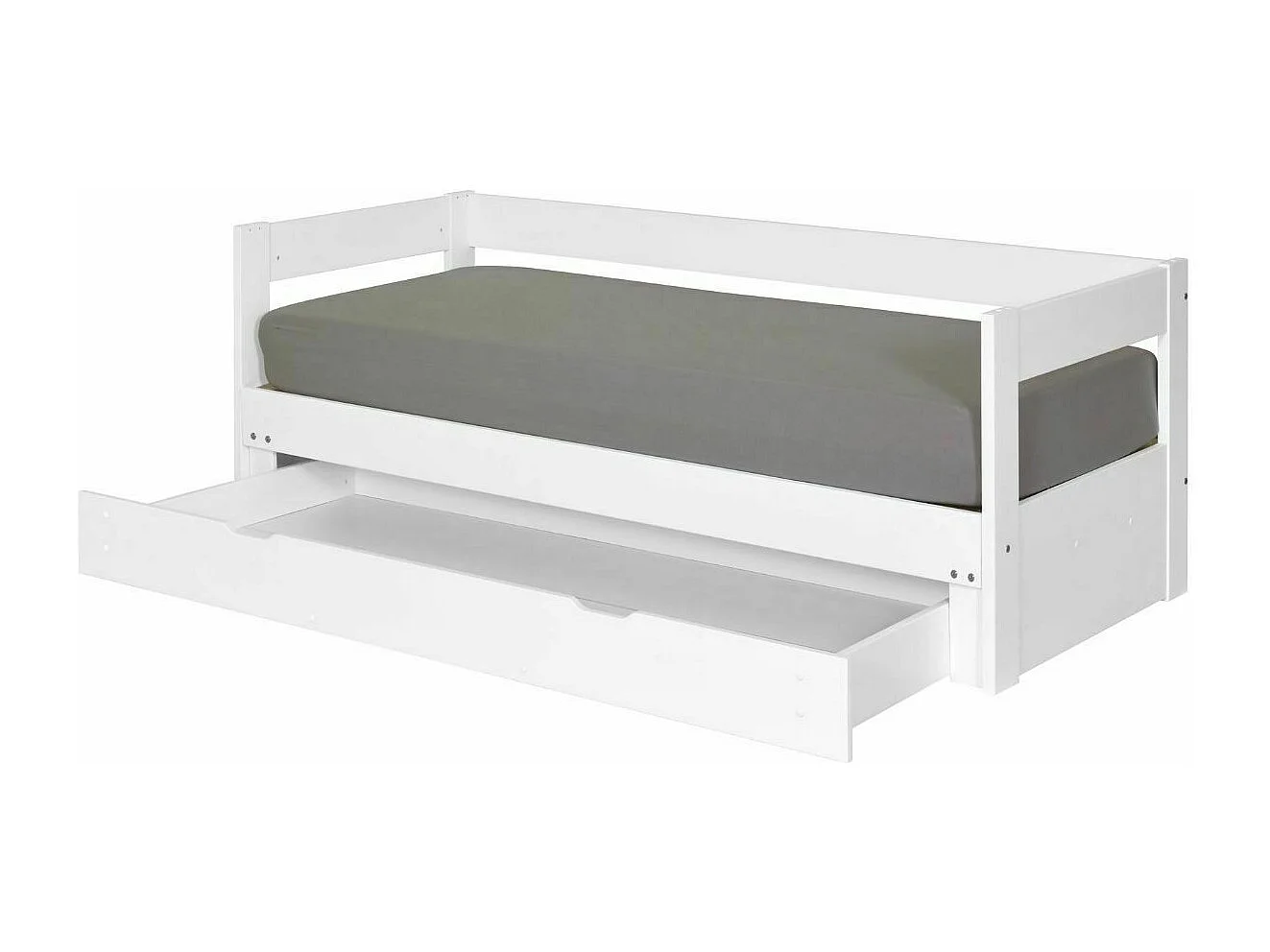lit banquette gigogne avec tiroir 80x200 cm bois massif blanc RAVI