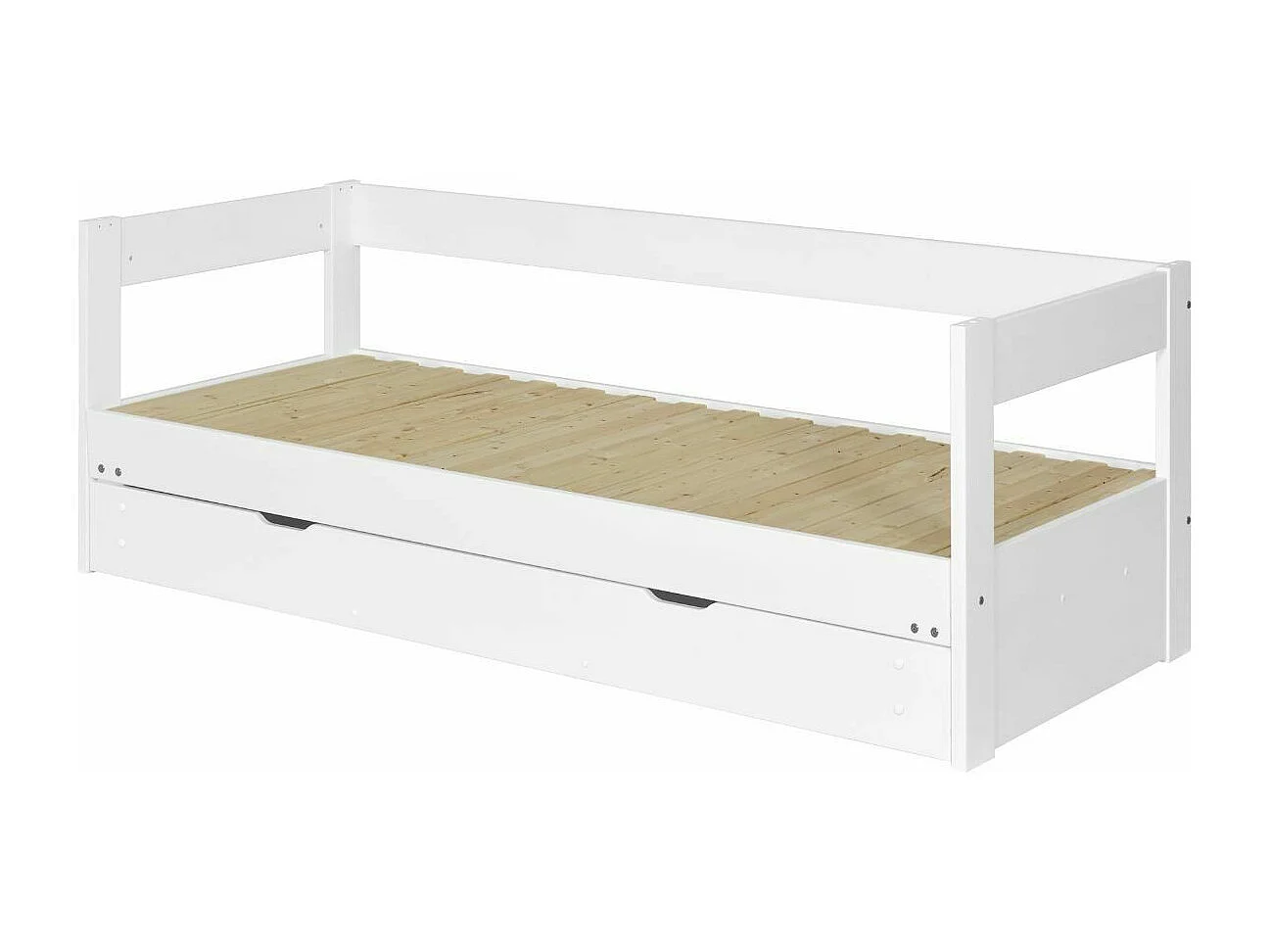 lit banquette gigogne avec tiroir 80x200 cm bois massif blanc RAVI